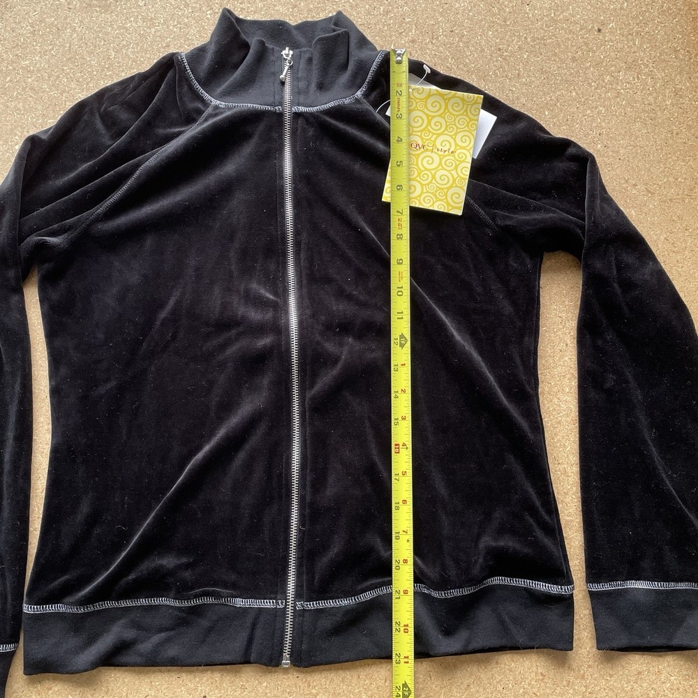 Velvet Velour Black Track Suit Top Jacket | Women's Size Small Y2K Style QVC - Picture 10 of 11